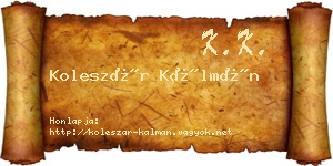 Koleszár Kálmán névjegykártya